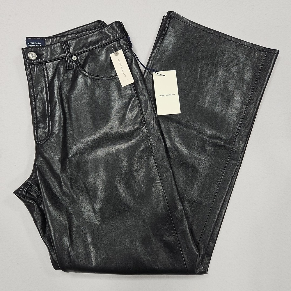 Citizens Of Humanity Annina Trouser Leather Pants Womens 29 Black Wide Leg‎ Soft